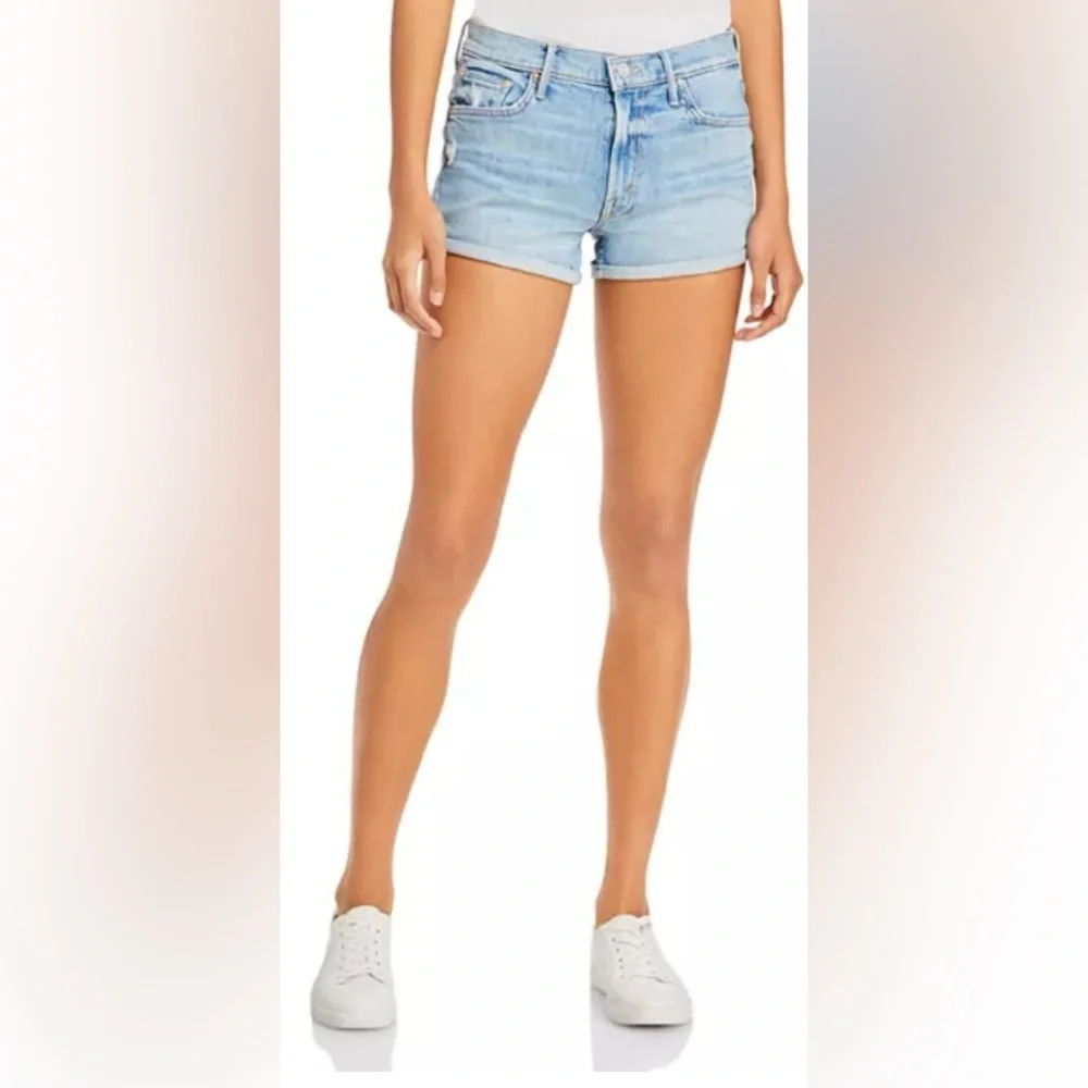 The Teaser Donut Roll Denim Shorts in On My Knees - Picture 1 of 8